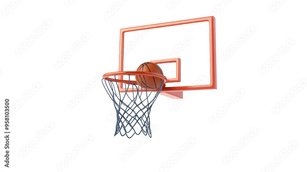 Basketball Hoop Net with Ball in Retro Pixel Glitch Design Basketball Hoop Net with Ball in Retro Pixel Glitch Design