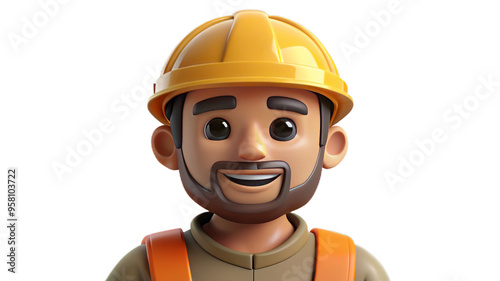 Wallpaper Mural Smiling Construction Worker in a Hard Hat: Illustration Torontodigital.ca