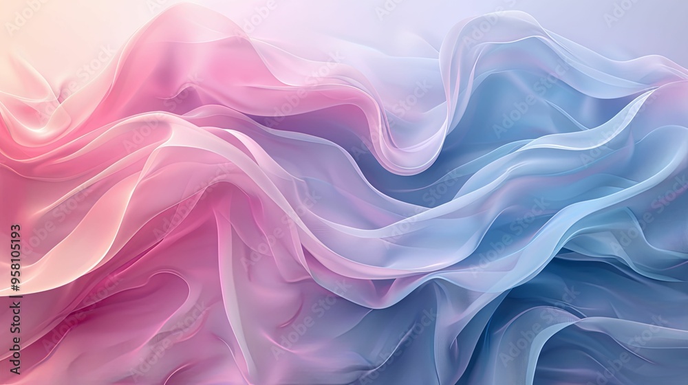 Abstract Wavy Fabric in Pastel Pink and Blue Hues