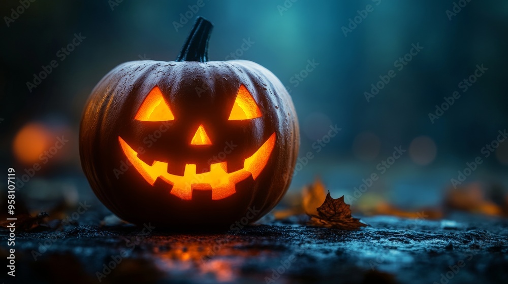 Glowing Jack o lantern on Dark Background Glowing Jack o lantern on Dark Background