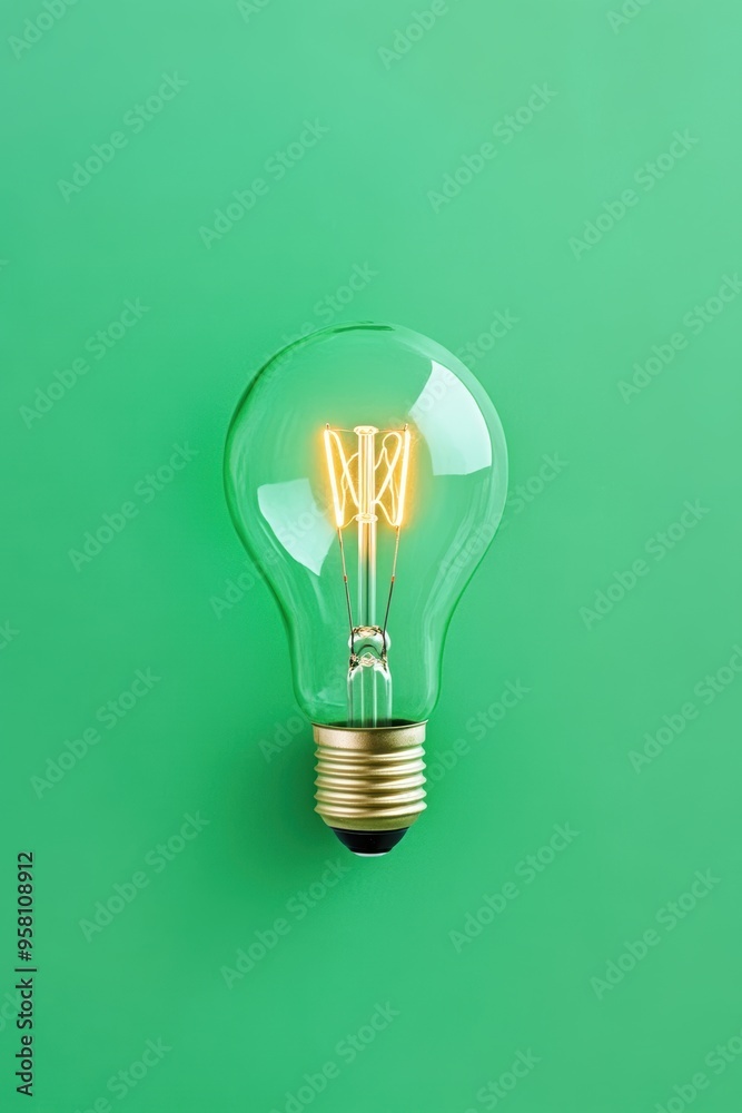Stylish light bulb glowing against a vibrant green background, perfect for creative, energy, and innovation-themed projects. Stylish light bulb glowing against a vibrant green background, perfect for creative, energy, and innovation-themed projects.
