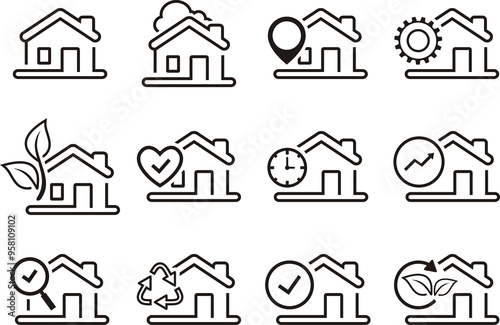 Home or house or real estate flat vector icon for app website.