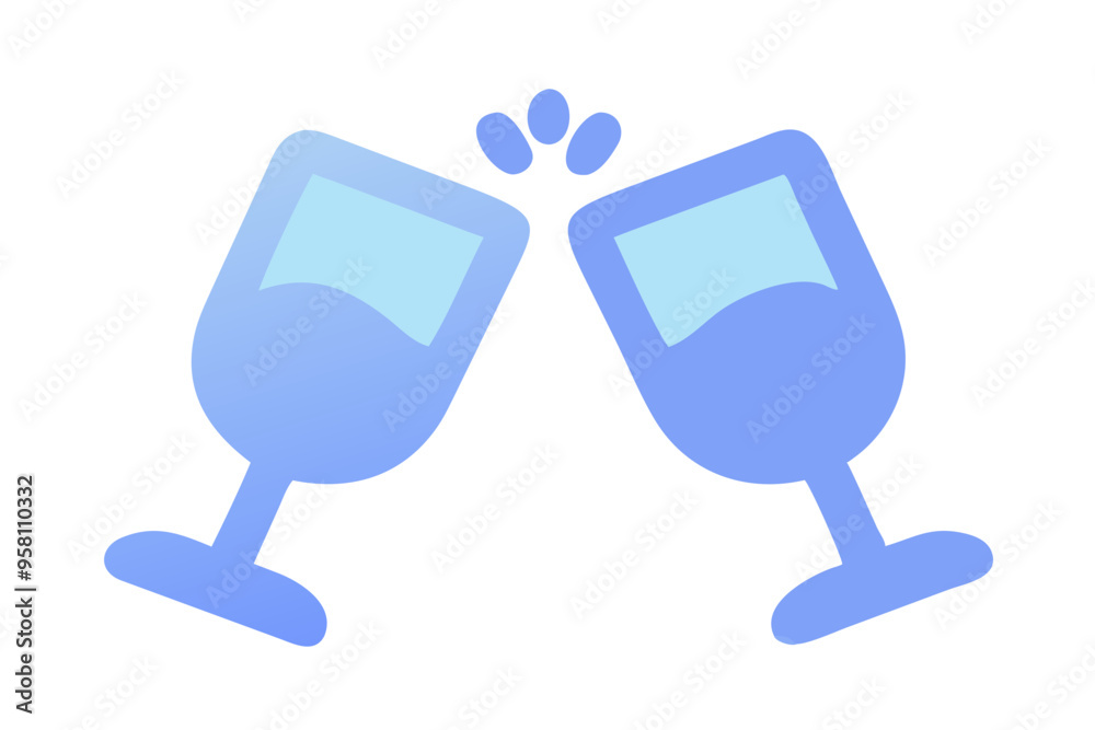 Clinking Glasses Icon with Bubbles Representing Cheers and Celebration Clinking Glasses Icon with Bubbles Representing Cheers and Celebration