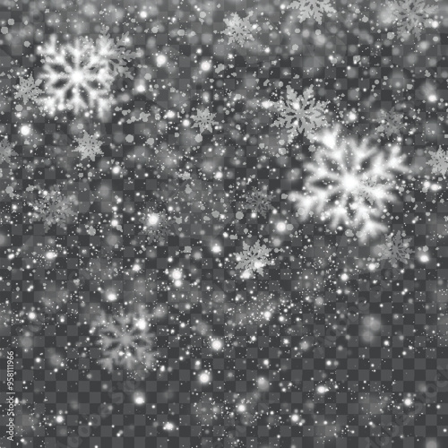 Transparent Snowflake Overlay for Winter Design Projects. Vector illustration.