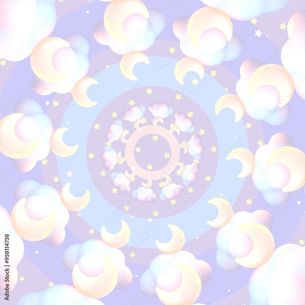 Cartoon moon and clouds pattern. Cartoon moon and clouds pattern.