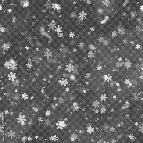 Transparent Snowflake Overlay for Winter Design Projects. Vector illustration.