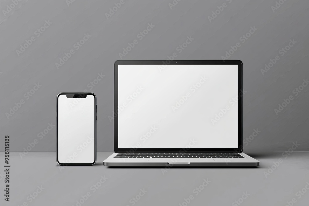 Modern Laptop and Smartphone Vector Mocku Modern Laptop and Smartphone Vector Mocku