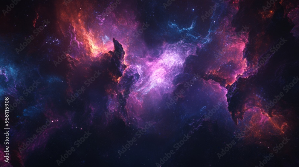 Fototapeta premium Imagine creating a surreal and imaginative digital dreamscape with nebulous clouds, celestial bodies, and soft glows