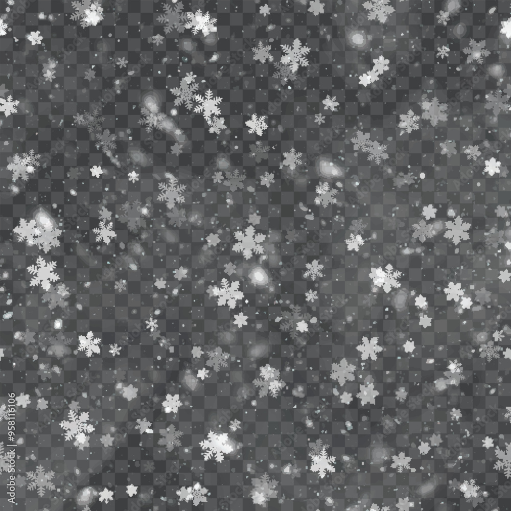 Transparent Snowflake Overlay for Winter Design Projects. Vector illustration.