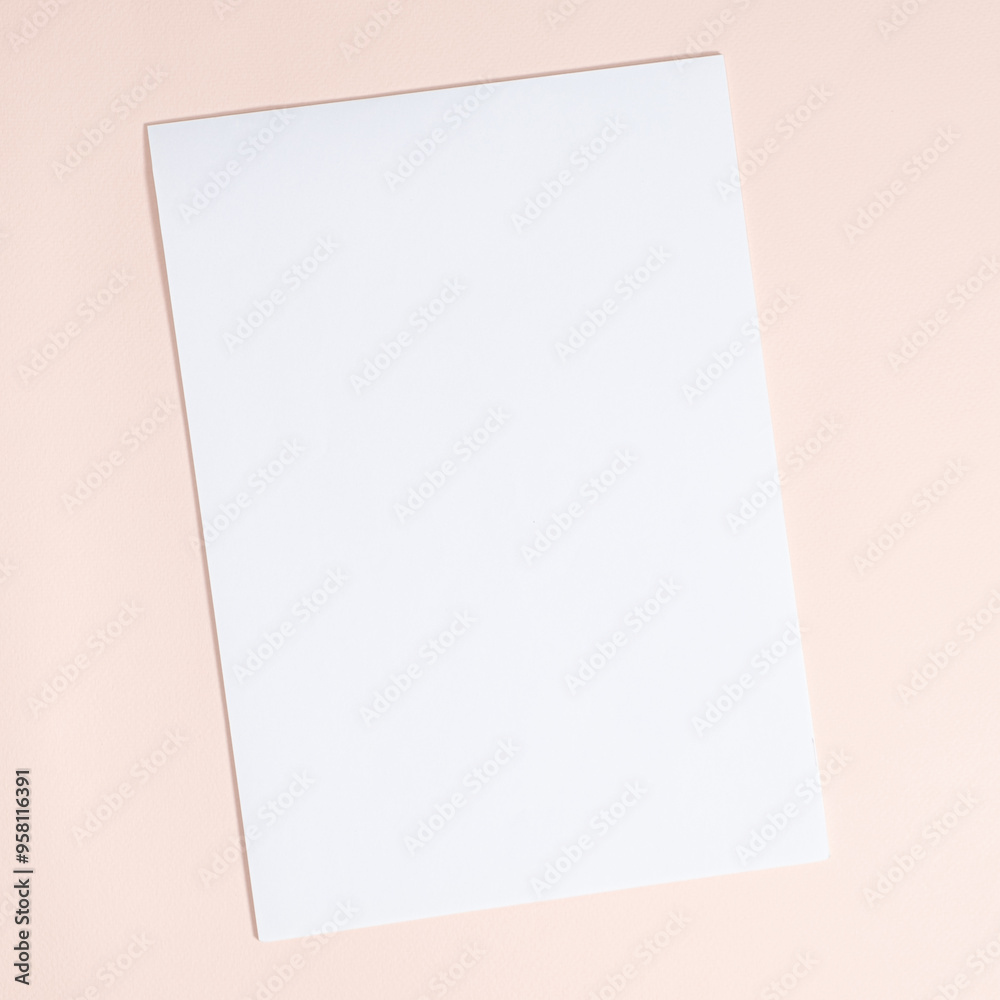 Blank Sheet of Paper on Beige Background, Top View, Space for Text Blank Sheet of Paper on Beige Background, Top View, Space for Text