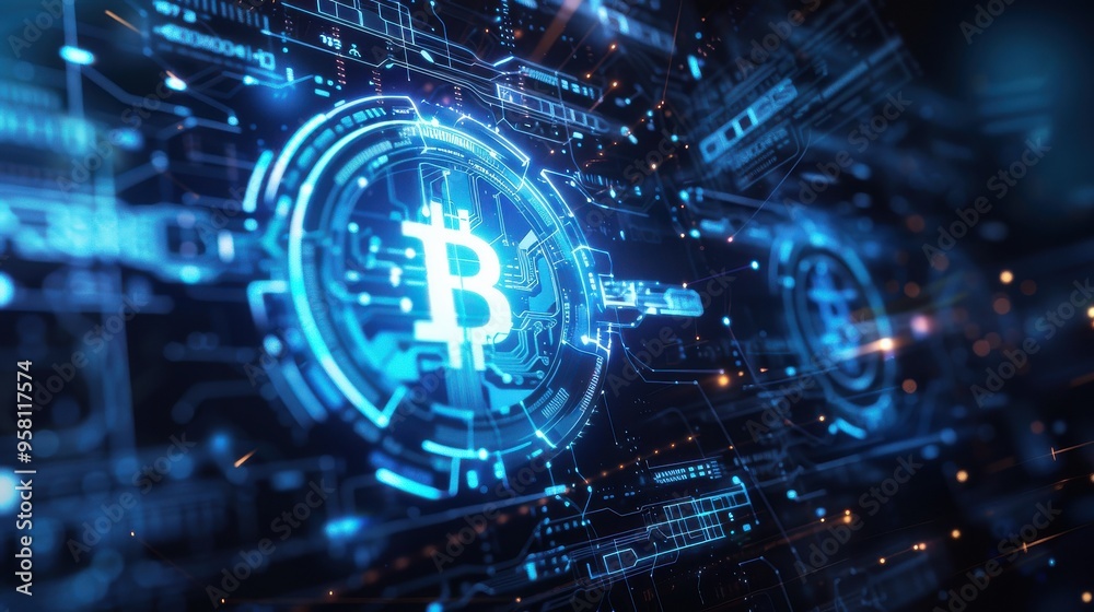 Futuristic bitcoin background Futuristic bitcoin background