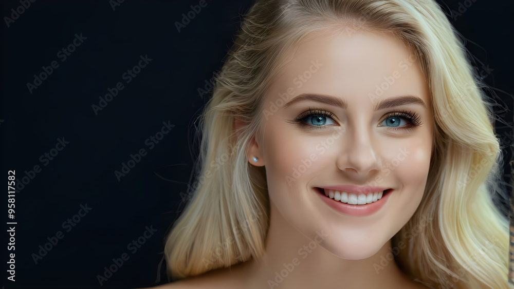 Portrait of beautiful young woman with blond hair and blue eyes. Portrait of beautiful young woman with blond hair and blue eyes.