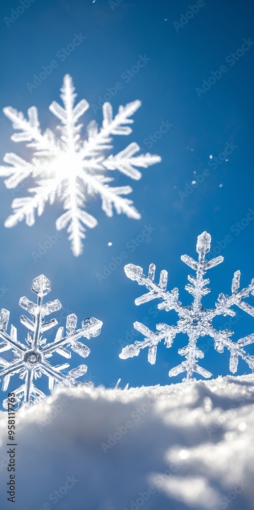 Cristal snowflakes on snow Cristal snowflakes on snow