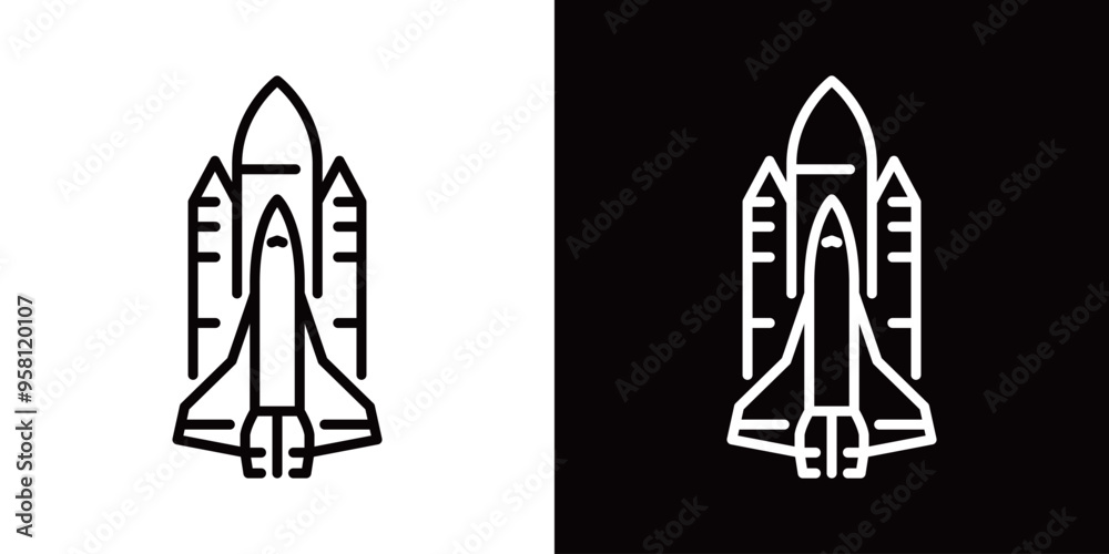 スペースシャトルのシンプルな線画アイコン スペースシャトルのシンプルな線画アイコン