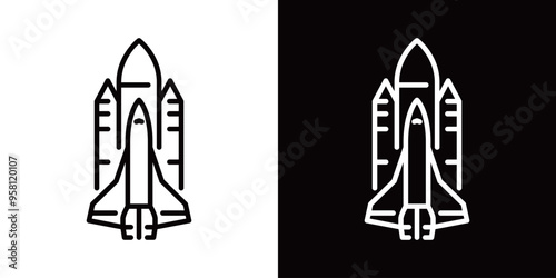 スペースシャトルのシンプルな線画アイコン