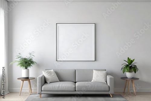 Minimalist Blank Frame Mockup With an Aesthetic Living Room