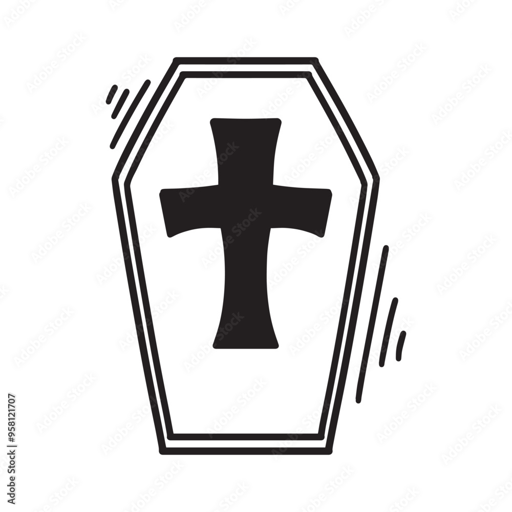 Obraz premium Hand Drawn Coffin Outline Illustration