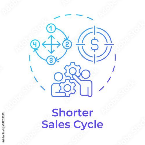 Shorter sales cycle blue gradient concept icon. Customer journey, profitability. Round shape line illustration. Abstract idea. Graphic design. Easy to use in infographic, presentation