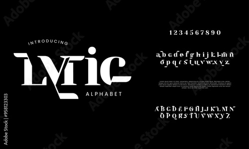 Lyric creative modern geometric urban alphabet font. Digital abstract futuristic, game, techno, robot, music, logo, sport, minimal technology typography. Simple numeric vector illustration
