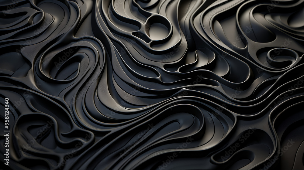 astarte.ai: Abstract Charcoal Black Waves with Subtle Silver Highlights astarte.ai: Abstract Charcoal Black Waves with Subtle Silver Highlights