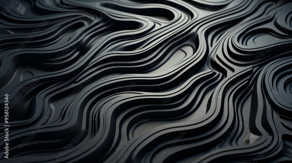 astarte.ai: Abstract Charcoal Black Waves with Subtle Silver Highlights astarte.ai: Abstract Charcoal Black Waves with Subtle Silver Highlights