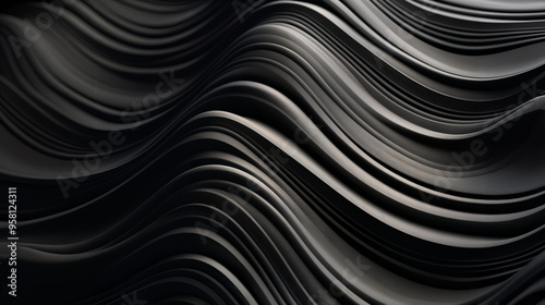 astarte.ai: Abstract Charcoal Black Waves with Subtle Silver Highlights