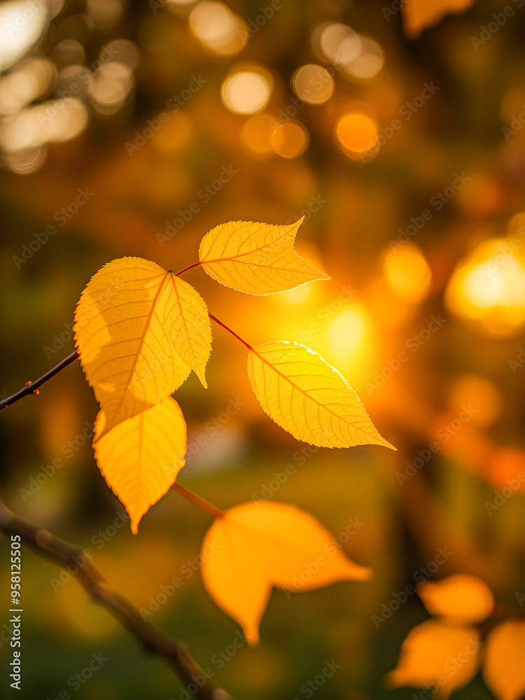 Beautiful colorful leaves in autumn sunny day in foreground and blurry background. Seasonal nature background, blur bokeh forest trees, fall foliage. Relaxing tranquil peaceful natural pattern. AI gen Beautiful colorful leaves in autumn sunny day in foreground and blurry background. Seasonal nature background, blur bokeh forest trees, fall foliage. Relaxing tranquil peaceful natural pattern. AI gen