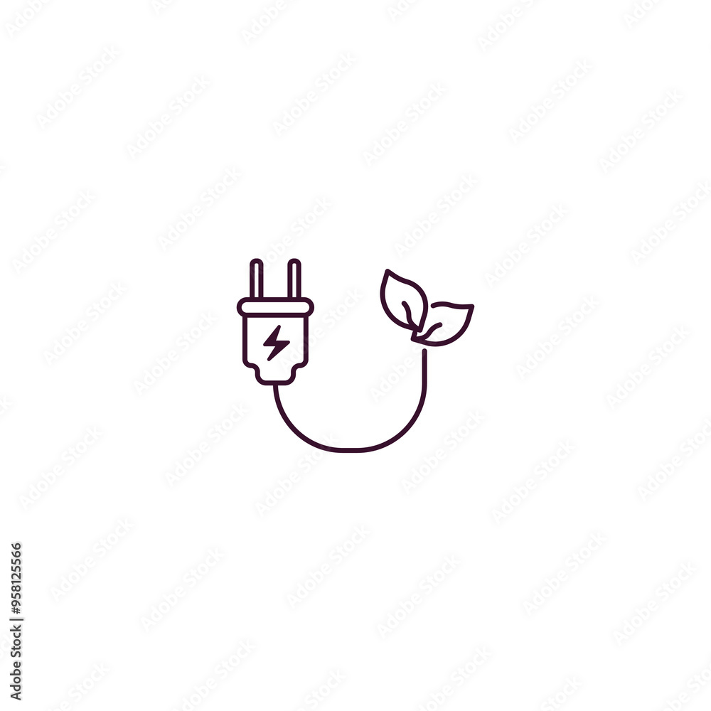 eco plug outline icon. Linear vector from ecology concept. Thin line eco plug icon isolated on white background eco plug outline icon. Linear vector from ecology concept. Thin line eco plug icon isolated on white background