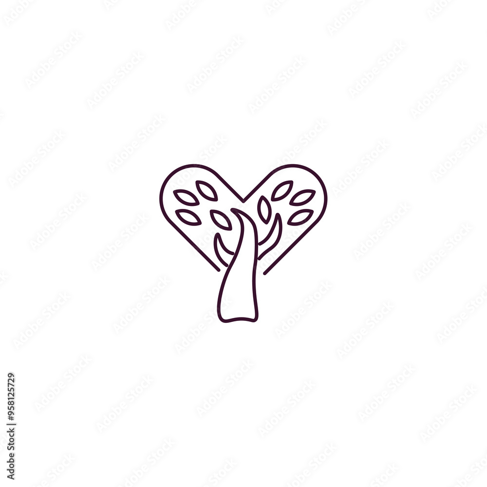 tree with hearts outline icon. Linear vector from ecology concept. Thin line tree with hearts icon isolated on white background tree with hearts outline icon. Linear vector from ecology concept. Thin line tree with hearts icon isolated on white background