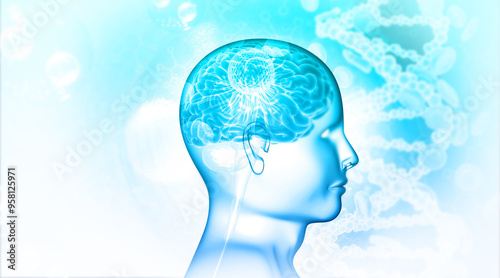 Wallpaper Mural Human brain with cancer cells. 3d illustration. Torontodigital.ca