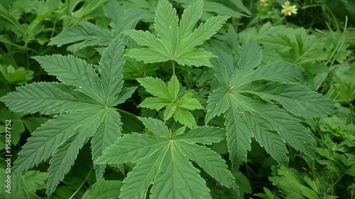 A buckeye leaf with five palmately arranged leaflets, each turning to a rich brown