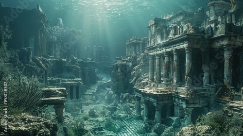 Underwater Ruins of Ancient City - Lost Civilization Concept