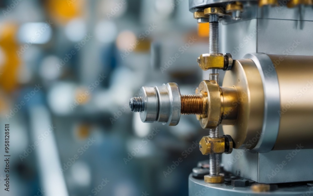 Metallic Machine in Industrial Setting with Bolts and Gears in C Metallic Machine in Industrial Setting with Bolts and Gears in C