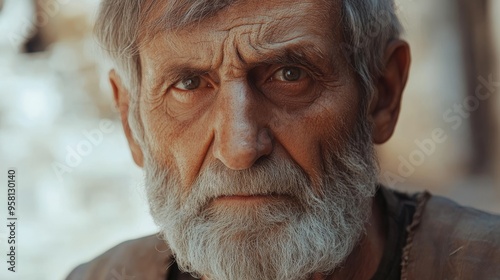 An elderly middle eastern man in traditional clothing is seated on the corner of a historic street reflecting on his heritage, history, and culture.