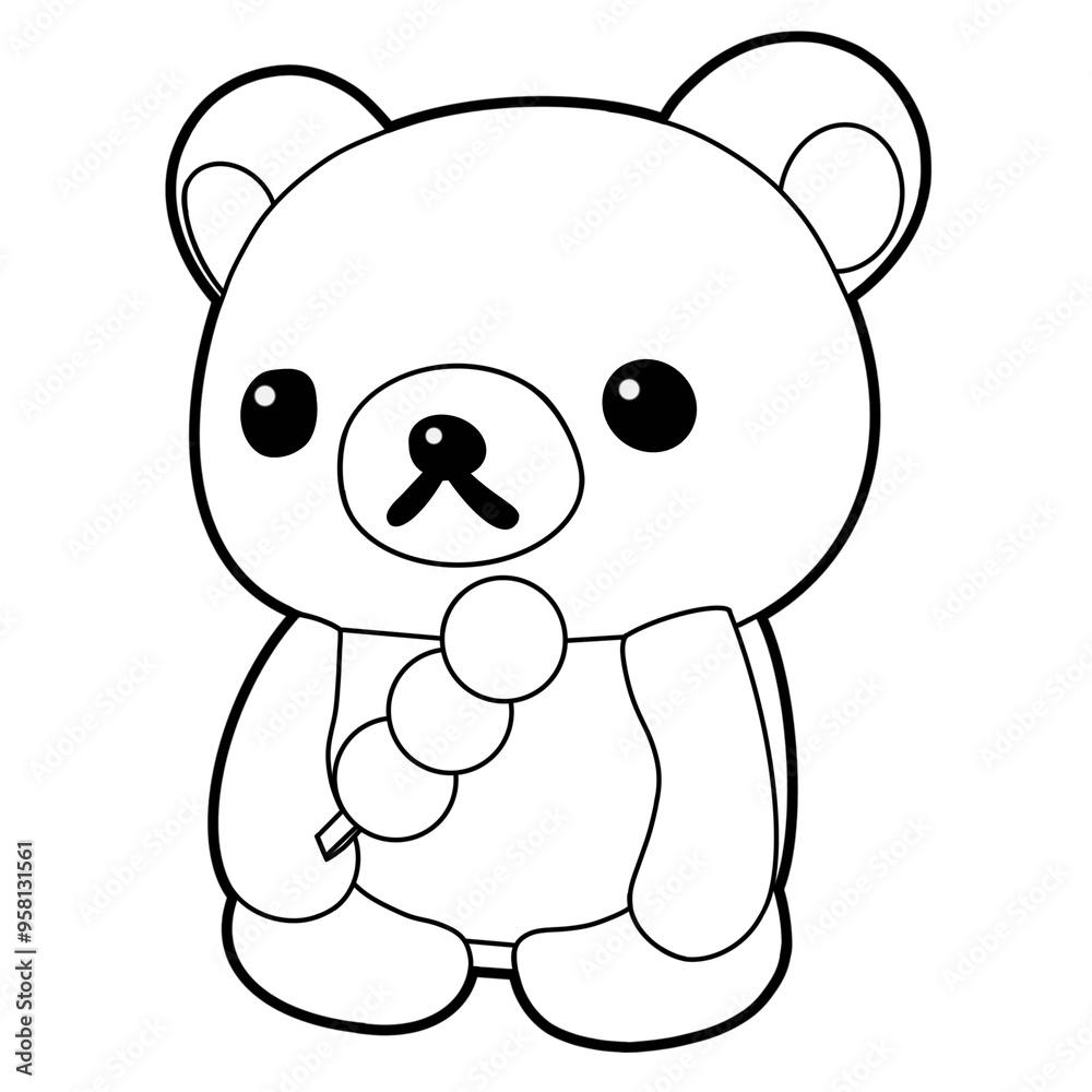 Naklejka premium draing line drawing,cute animal characters,character,black and white colors