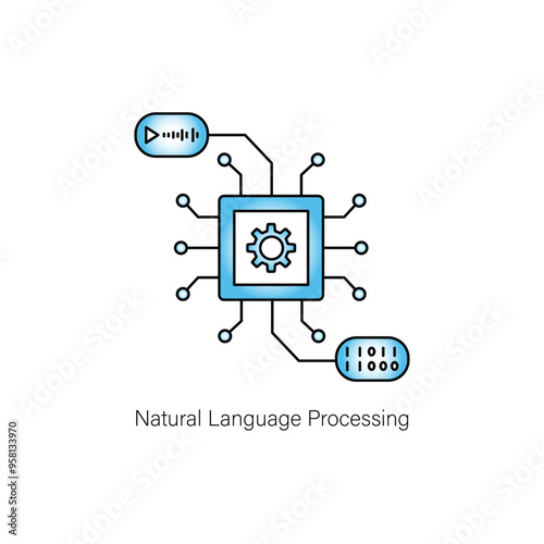 Natural Language Processing, AI-Driven Text Analysis, Language Modeling, and Semantic Processing Icon with Editable Stroke.