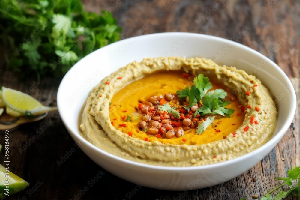 Green Hummus with Pumpkin Puree, Chickpeas, and Red Pepper Flakes Green Hummus with Pumpkin Puree, Chickpeas, and Red Pepper Flakes