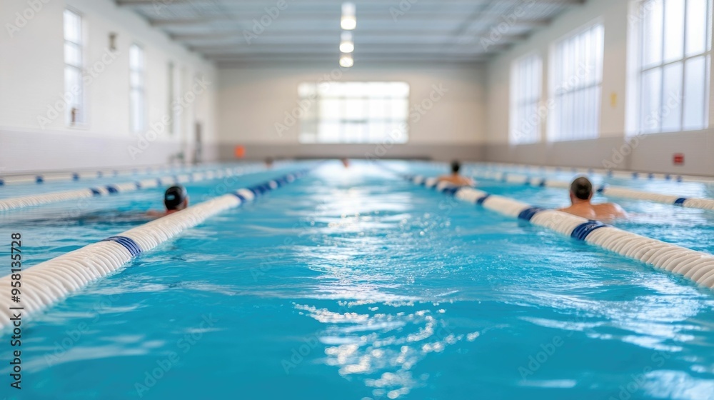 A group of swimmers performing synchronized strokes creating a beautiful wave like effect in an indoor pool setting during a fitness class A group of swimmers performing synchronized strokes creating a beautiful wave like effect in an indoor pool setting during a fitness class
