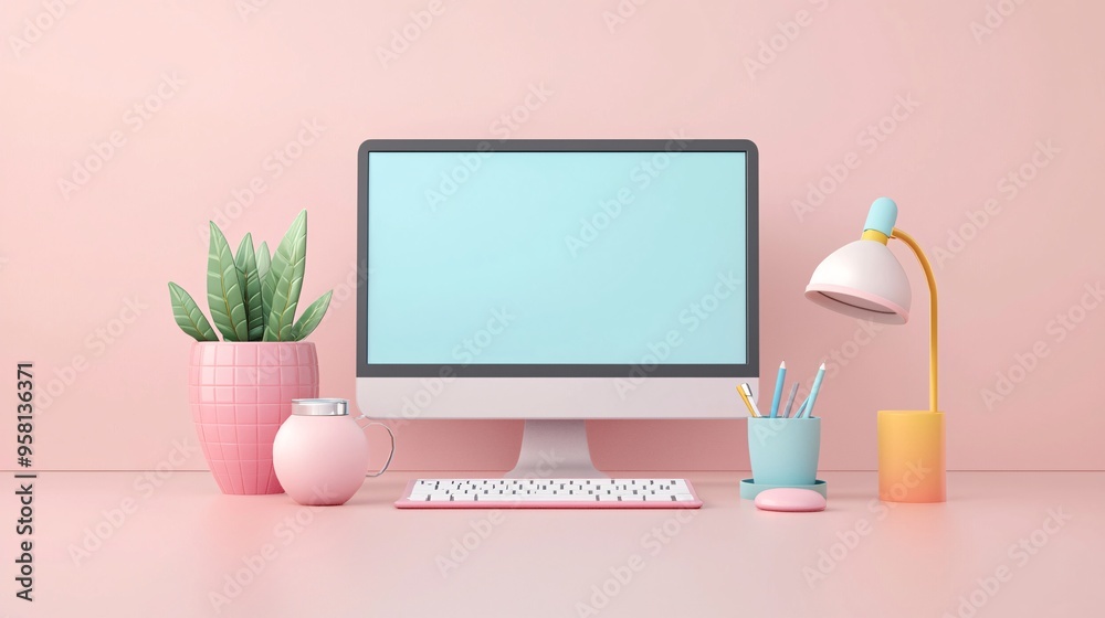 Virtual Office Setup for Remote Work Business Meeting Featuring a 3D Illustration Design Virtual Office Setup for Remote Work Business Meeting Featuring a 3D Illustration Design