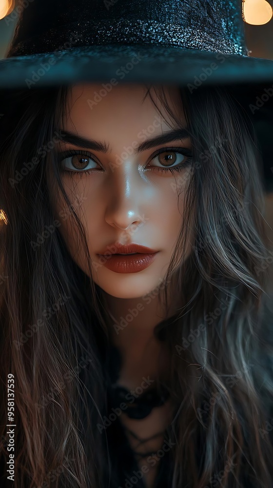 Portrait of a Young Woman Wearing a Black Hat - Photo Portrait of a Young Woman Wearing a Black Hat - Photo
