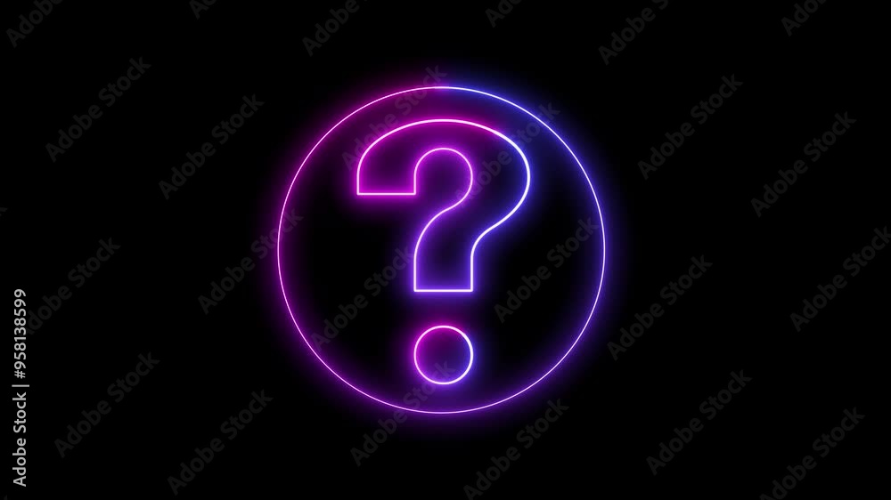 Glowing neon question mark on alpha channel background. Glowing neon question mark on alpha channel background.