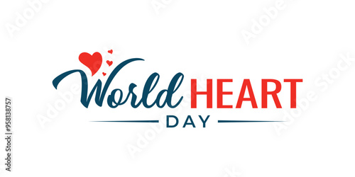 World Heart Day Vector Logo Design, Modern handwritten Heart Day Logo, Love Heart design