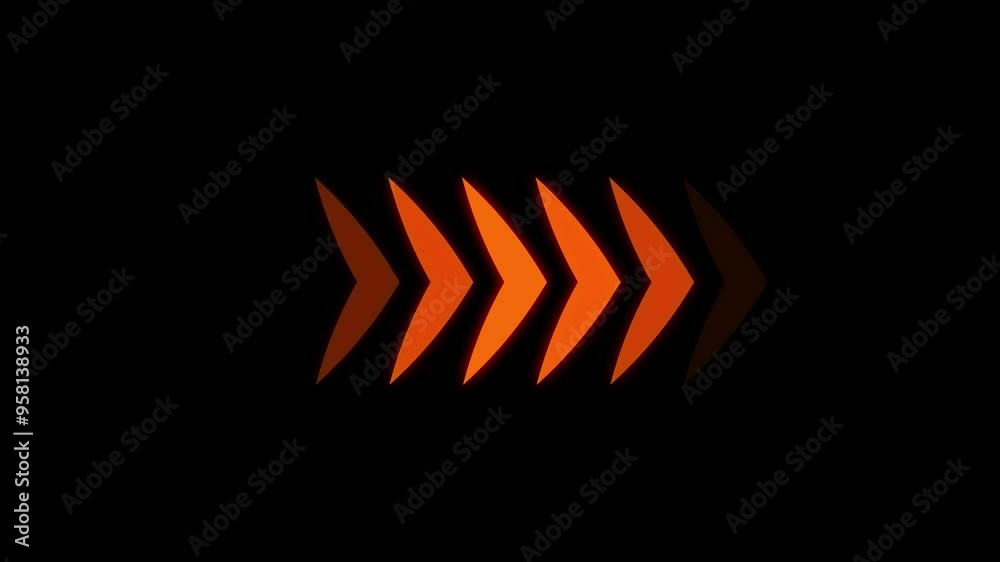 Neon blue right arrow direction icon. Abstract neon arrow loading animation. Neon blue right arrow direction icon. Abstract neon arrow loading animation.