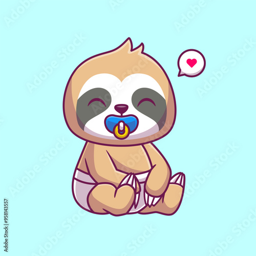 Cute Sloth Baby Sitting With Pacifier Cartoon Vector Icon
Illustration. Animal Nature Icon Concept Isolated Premium
Vector. Flat Cartoon Style