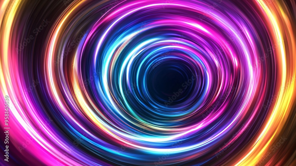 Vibrant Swirling Neon Colors with Glowing Gradients and Light Reflections in Abstract Art Vibrant Swirling Neon Colors with Glowing Gradients and Light Reflections in Abstract Art