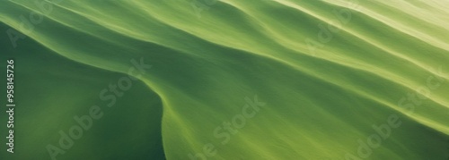 Aerial view of a vast landscape under a bright blue sky with wis photo