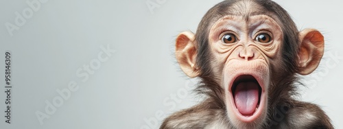  A monkey with its mouth widely open