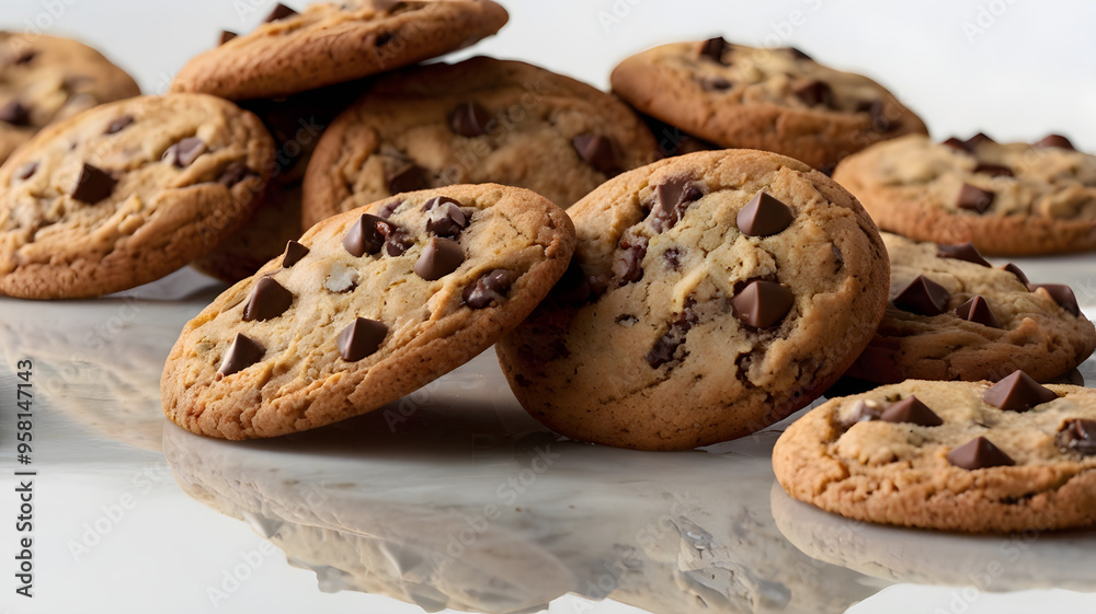 Chocolate chip cookies close up detail, perfect for bakery menus, food blogs, dessert recipes, and social media posts. Delicious treats! Chocolate chip cookies close up detail, perfect for bakery menus, food blogs, dessert recipes, and social media posts. Delicious treats!