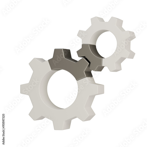 3D gear icon on transparent backgound. 3d rendered illustration with alpha channel	
