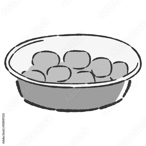 エサ入れのイラスト（大粒ドライフード入り）